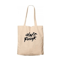 Daft Punk Logo Classic 2 Krem Kanvas Bez Çanta Krem