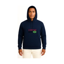 Kapüşonlu Yılbaşı Mode On Göğüs Baskılı Unisex Sweatshirt Lacivert