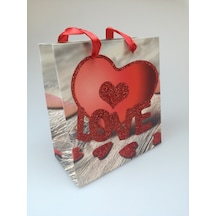 Karton Çanta Love Simli 14Cm X 15Cm - 1 Adet