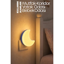 Yarım Ay Gece Lambası On/off Tuşlu Koridor Hol Işığı Uyuma Işığı Sarı K6975 Diğer