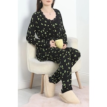 Seka Store Seka Viskon 3'lü Set Pijama Takımı Siyahsarı - 70099.1050. Çok Renkli