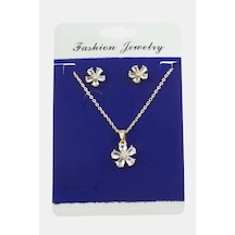 Papatya - 76 - Zirkon Taşlı Set - Csmo-tex - Kolye-gümüş Rengi Çok renkli