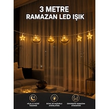 3 Metre Ramazan Led Saçak Işık Ev İçi Dekoratif Aydınlatma Altın Sarısı