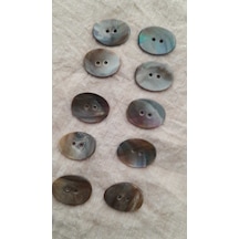 Doğal Siyah Hakiki İnci Midye Kabugu Düğme -13x17 Mm 12 Adet