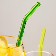 Perotti Straw 6'li Renkli Cam Eğimli Isıya Dayanıklı Borosilikat Pipet Ve 1 Adet Pipet Temizleme Fırçası Diğer