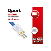 Qport Q-j600y Cat6 50 Lik Paket Ez-rj45 Yeni Nesil Konnektör