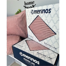 Sarar Merinos Modern Lıne 3 Parça Yatak Örtüsü Battaniye Seti Modernlınepudra02 Pudra