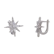 Kuzey Kutup Yıldızı Model-2 925 Ayar Gümüş Zirkon Taşlı Kadın Küpe Gümüş