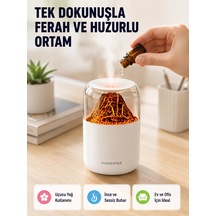 Mey İthalat Ultrasonik Alev Efektli Aromaterapi Difüzörü Usb Şarjlı Ve Otomatik Kapanma Özellikli