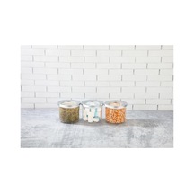 Yuvarlak Lüks Saklama Kabı, Krom Kapak, 3 Adet X 400 Ml 0