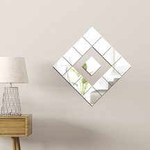 Sones 30cm X 30cm Akrilik Ayna Kare Stereo Duvar Çıkartmaları Kendinden Yapışkanlı Dekoratif Yumuşak Ayna Dik Açı Modeli Gümüş Diğer