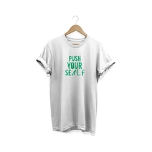 Push Yourself Baskılı Beyaz T-shirt Beyaz