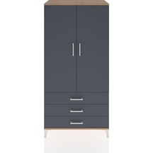 Hyperion Dolap 2 Raflı 3 Çekmeceli 2 Kapaklı 88x44x182 Çam-antrasit Atlas Çam