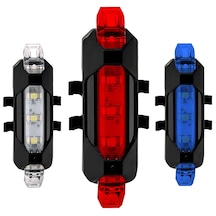 Eldrive Bisiklet İkaz Lambası Su Geçirmez Usb Şarj Led 3 Lü Set Kırmızı - Siyah - Mavi