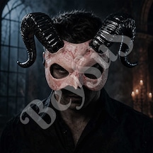 Cadılar Bayramı Boynuzlu Faun Maske Tüm Yaşlar