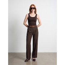 DİLVİN 72715 Kemerli Pileli Pantolon-kahve