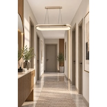 Modern Premium 3 Renkli Ledli Sarkıt Uzun Avizesi Salon Mutfak Yemek Masası Üstü Şık Modelleri 45w Gold