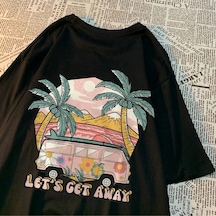 Tarzsokak Beyaz Haydi Otobüs Alalım Tatilde Git Baskı Leri Harajuku Nefes Tshirt Yaz Bol Tiş Siyah