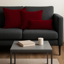 Tr Fabric Design Kadife Serisi Kırlent, Yastık Kılıfı Kırmızı, 50 X 30 Diğer