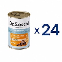 Dr. Sacchi Delicious Tavuklu Ve Ciğerli Yetişkin Kedi Konservesi 400 G 24 Adet