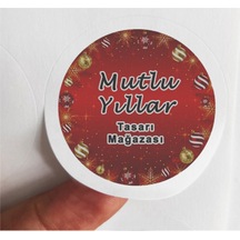 48 Adet 4 Cm Firmalara Özel Kişiselleştirilebilir Mutlu Yıllar Baskılı Mat Etiket Sticker-1