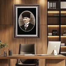 Çerçeveli Deri Atatürk Tablosu 4 Çerçeveli Tablo Işıklı Kumandalı 61x81 Cm Diğer