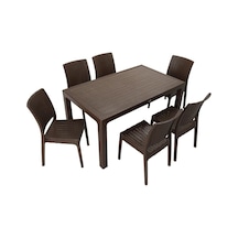 Mandella Elit Rattan 90x150 Elit Sandalye Masa Takımı Kahverengi Diğer