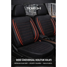 Ford Connect 2010-2014 2+1 Uyumlu Deri Koltuk Kılıfı Jetdrive Serisi Siyah Kırmızı