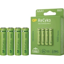 Gp Recyko GP100AAAHCE-2EB4 950 mAh AAA 4'lü Şarjlı İnce Kalem Pil