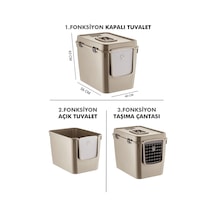 Pribor Hz-500 Xxl 3 Fonksiyonlu Açık / Kapalı Kedi Tuvaleti Ve Taşıma Çantası Bej 56 X 40 X 43 Cm