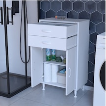 İki Çekmeceli İki Kapaklı Çok Amaçlı Dolap Mutfak Dolabı Banyo Dolabı Ofis Dolabı Beyaz