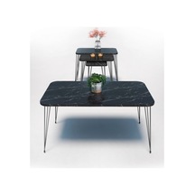 Zigon Sehpa Kr Ve Orta Sehpa Kr Set Siyah Ayak Bendir Tel 1104 Beyaz