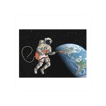 Astronot Ve Uzay Gitarı Art Mdf Poster
