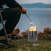 Yaozixa Taşınabilir Demir Isı Kaynağı - Ev, Bahçe, Kamp İçin Verimli Isıtma, Serbest Yakıt, Tablo Korumalı Ayaklı Tasarım Gri