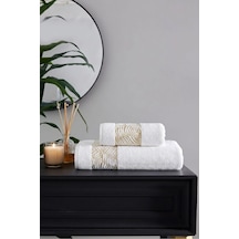 Osier Banyo Havlu Seti 50x90cm - 90x150cm - Bej Beyaz