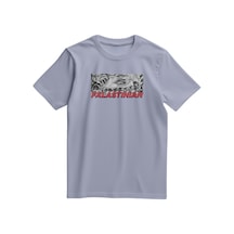 Unisex Kısa Kollu Falastinian Ve Zincirli Gözler Baskılı Tişört S - 2xl T300029 Gri