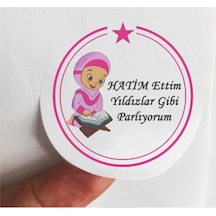 48 Adet 4 Cm Pembe Hatim Ettim Yıldızlar Gibi Parlıyorum Baskılı Mat Etiket Sticker
