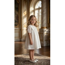 Royal Prenses Fiyonk Detaylı Elbise - Beyaz - 4-5 Yaş - St01215-beyaz-4-5 Yaş