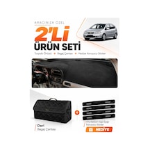 Chevrolet Rezzo 2000-2011 Uyumlu Torpido Örtüsü + Deri Bagaj Çantası + Sticker Seti - Siyah
