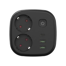 2 Metre Termal Akım Korumalı 2'li Priz Çoklayıcı, 2 Usb 1 Type-c Girişli 16a 4000w İkili Dönüştürücü Uzatma 0