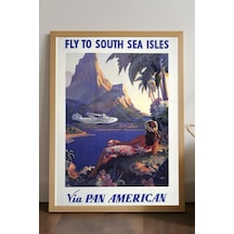 South Sea Isles Doğal Ahşap Çerçeveli Poster, Dekoratif Seyahat Duvar Tablosu