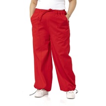 Büyük Beden Geniş Paça Bağlama Detaylı Gabardin Kırmızı Pantolon 001
