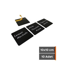 10 Adet Silinebilir Karatahta Siyah Etiket 10 x 10 CM Yapışkanlı