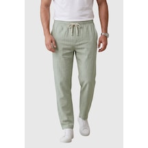 Rizzup Yeşil Çizgi Dokulu Rahat Kesim Yazlık Spor Pantolon Hafif Kumaş Modern Tasarım 2600263