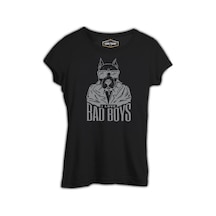 Bad Boys Pitbull Dog Siyah Kadın Tshirt 001