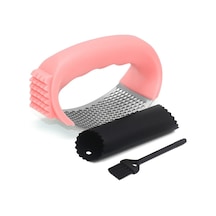 Springsun Evdeki Sarımsak İşleri İçin Çelik Materyalli Hızlı Sarımsak Ezici, Ezme Ve Soyma Seti Pembe Renkli Kutulu Paket Pembe