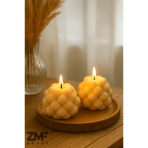 Dekoratif 2'li Kokulu Top Bubble Mum Minimal Pinterest Tasarım 5cm Beyaz