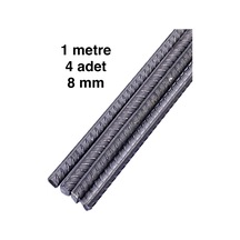 8mm Nervürlü İnşaat Demiri 1 Metre 4 Adet - Çelik Çubuk, Demir Çubuk, Destek Demiri - Tadilat, Bahçe Düzenlemesi, Bahçe Çiti, Köpek Kulübesi Ve Genel Amaçlı Kullanım İçin