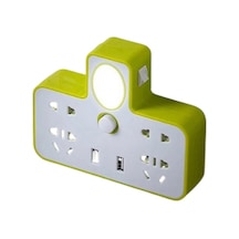 Çok Fonksiyonlu Soket Paneli, Çok Amaçlı Dönüştürücü Ev Tipi Fiş Usb Soket - Yeşil