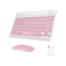 Kablosuz Bluetooth Klavye Ve Mouse Seti Tüm Cihazlarla Uyumlu Pembe Diğer